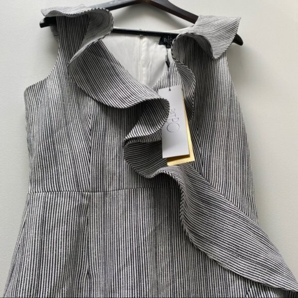 NWT PatBO  Striped‎ Ruffle Midi Dress Women Size 10 - Picture 5 of 9